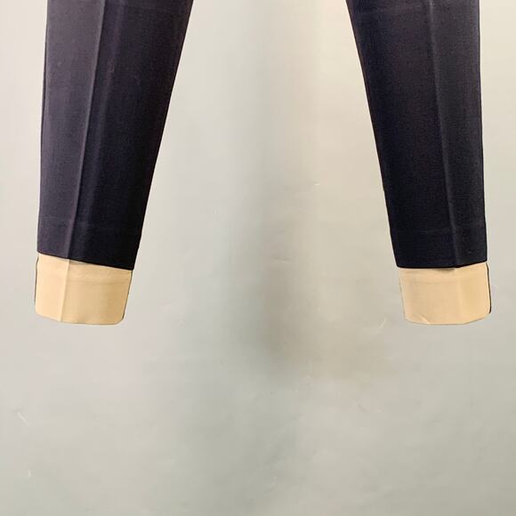 3.1 PHILLIP LIM Size 32 Navy Taupe Twill Viscose Blend Contrast Trim Dress Pants - Picture 2 of 10